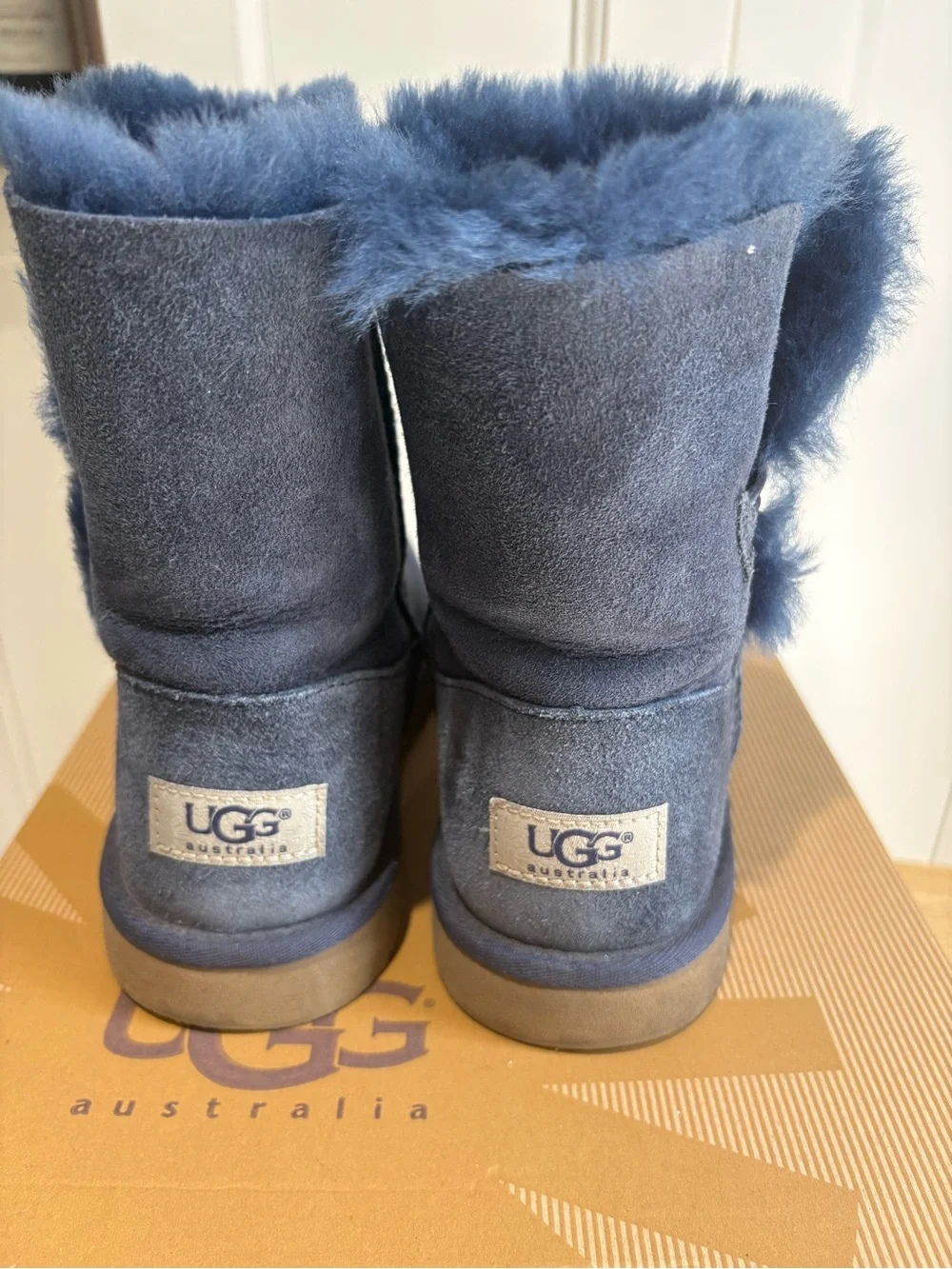 UGG Navy Short Suede Button Boots